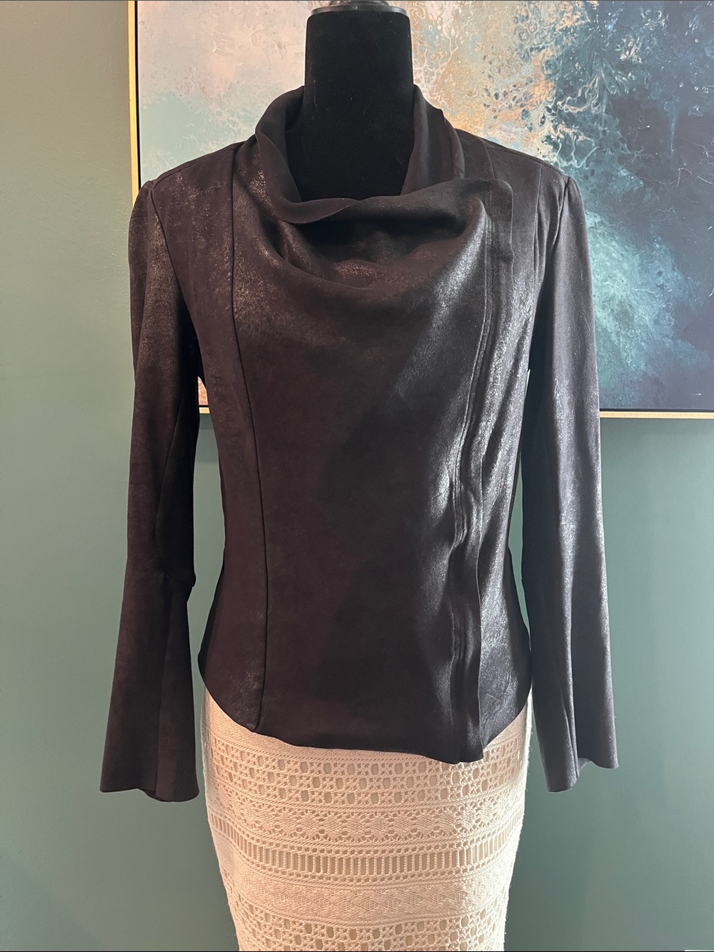 Zara Black Draped Cowl-Neck Jacket